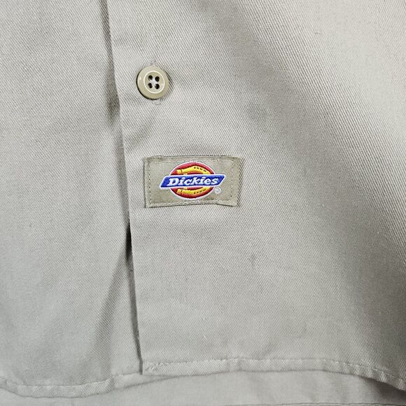 Dickies Work Shirt Khaki/Tan Size L Long Sleeve INNUENDO COMPANY LOGO Embroidery - Picture 8 of 16